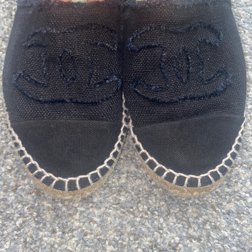 Chanel Black Classic Canvas Espadrilles.